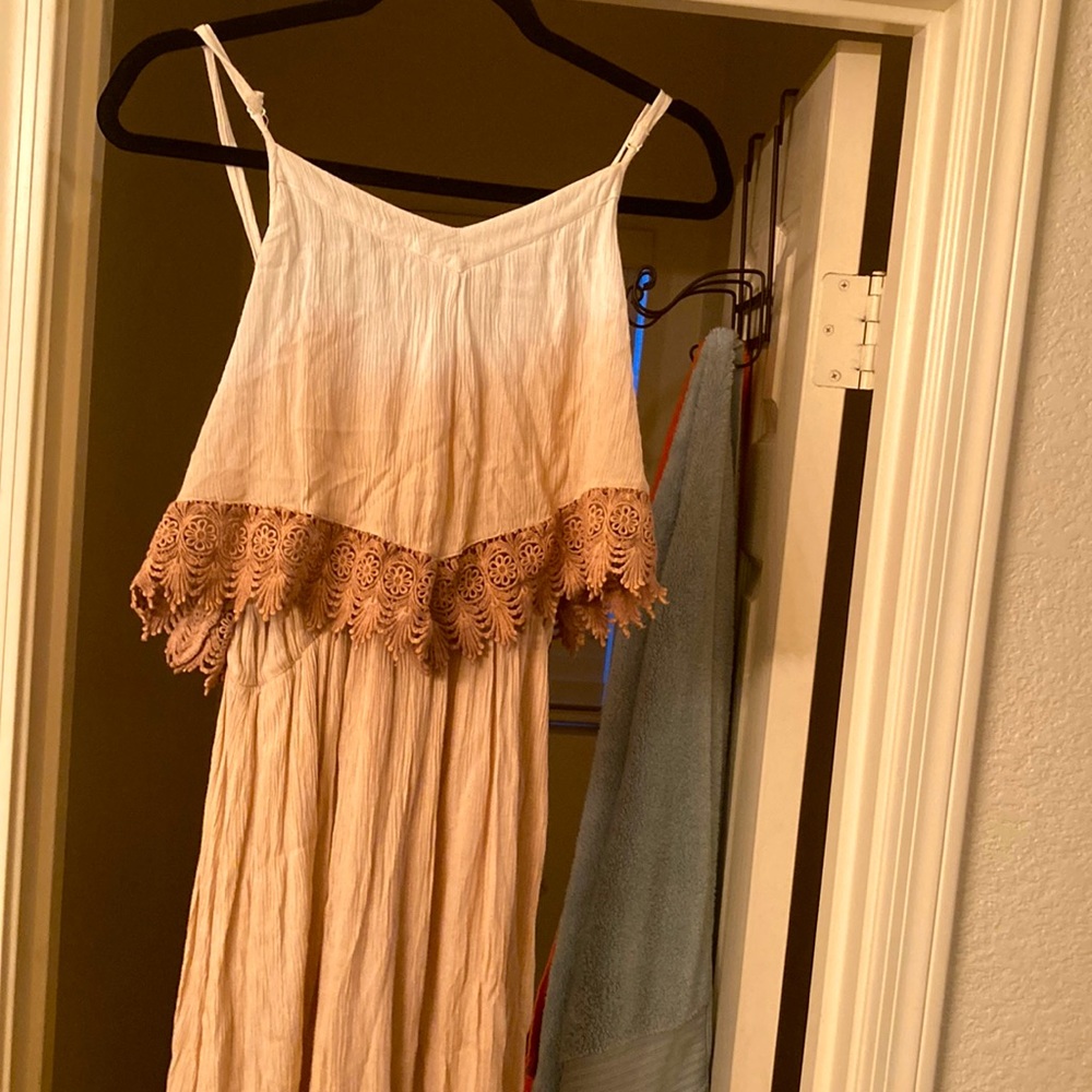 Maxi dress cream and pink
Garment dyed like
